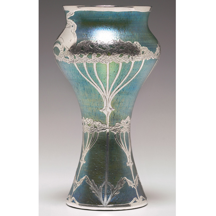 Appraisal: Fine Loetz vase Papillon design in blue and green glass