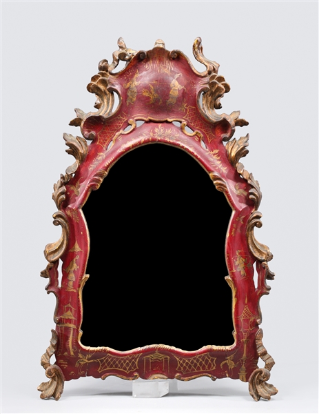 Appraisal: Red chinoiserie mirror with gilt detail some loss to filigree