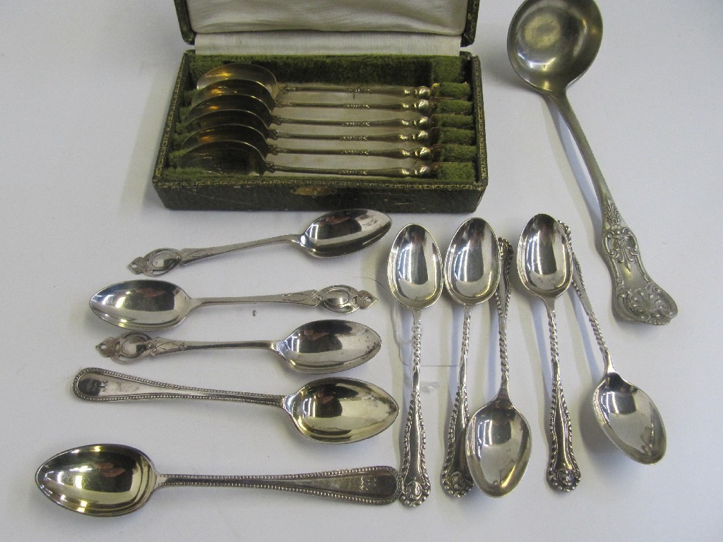 Appraisal: A lot comprising assorted silver spoons an EP ladle and