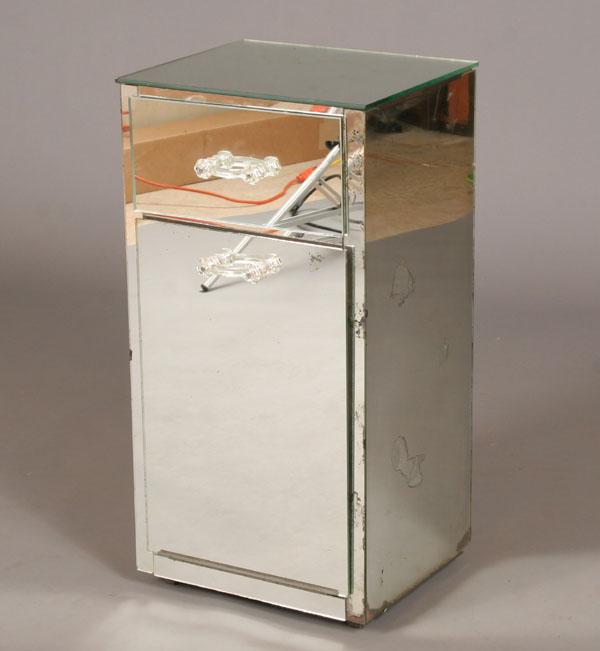 Appraisal: Mirrored trash can drop front bin H x W x