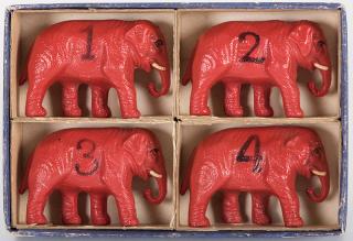 Appraisal: Four Elephant Bridge Table Markers with Numbers Circa Original box