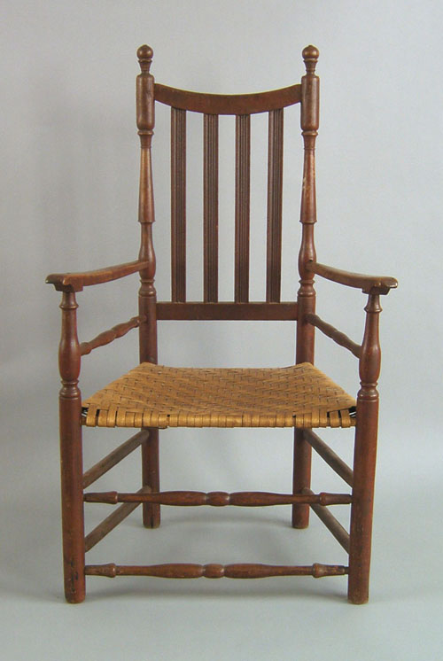 Appraisal: New England Queen Anne banister back armchair ca retaining its