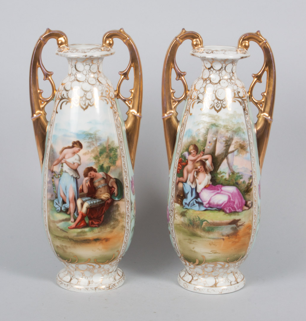 Appraisal: Pair of Continental porcelain mantel vases early th century German