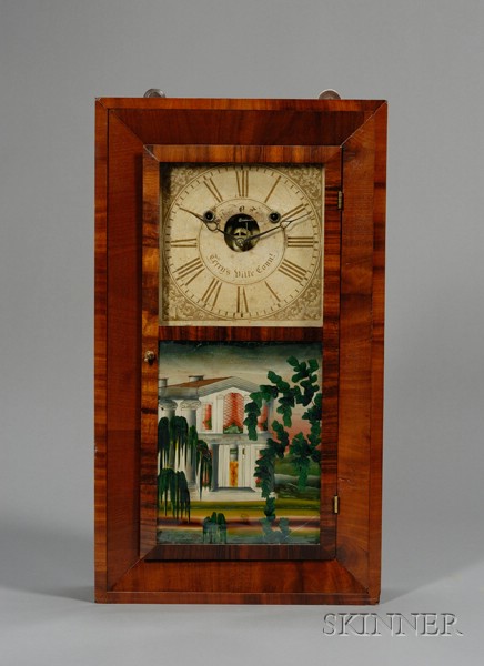 Appraisal: Mahogany Beveled Case Shelf Clock by Silas B Terry Terry's