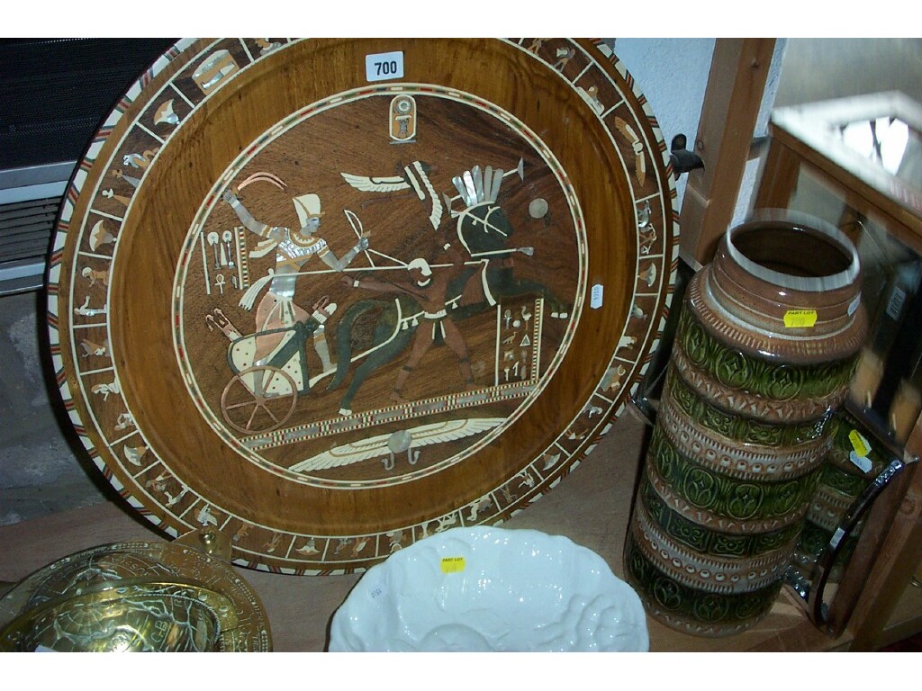 Appraisal: A decorative table top of circular form with inlaid mother