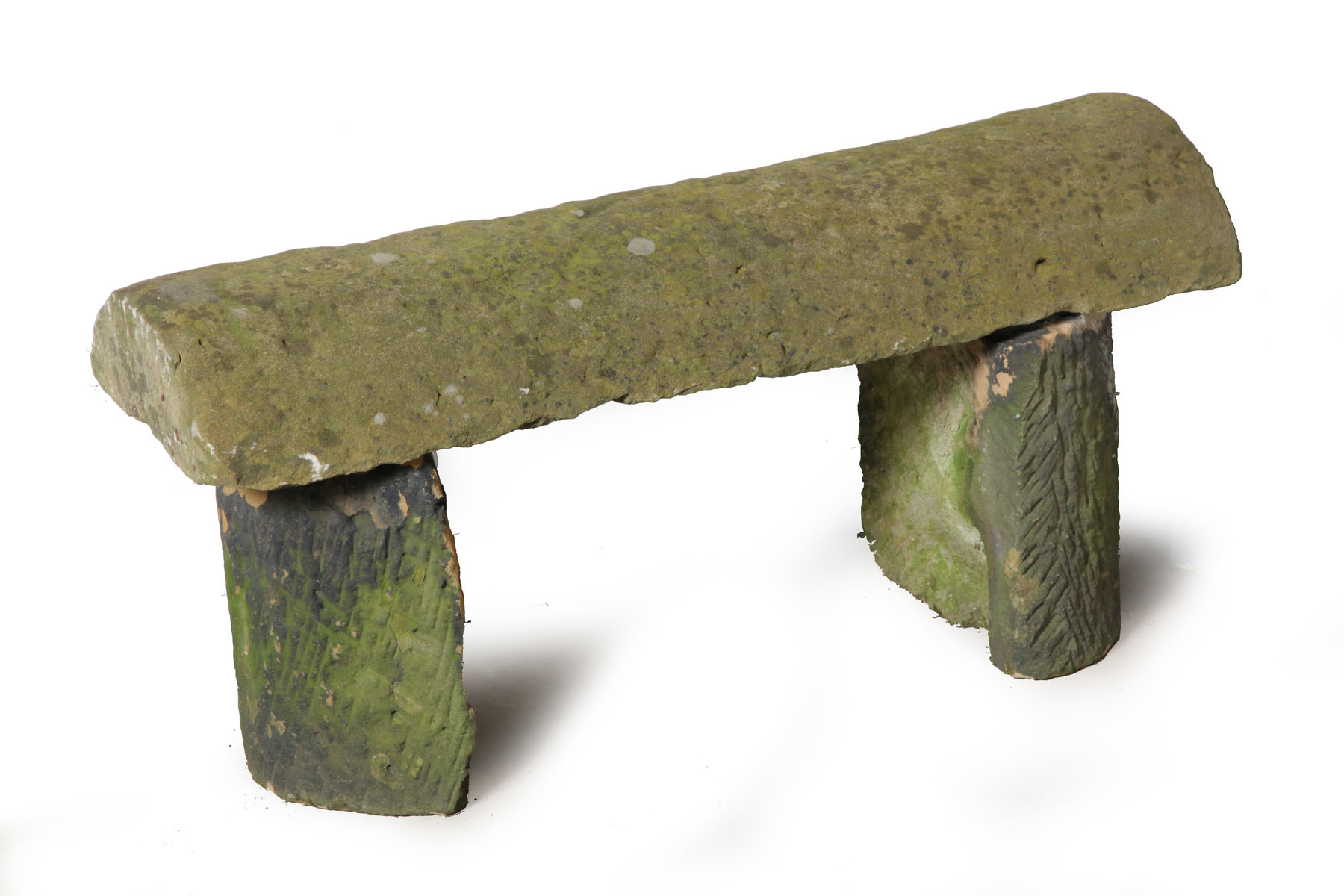 Appraisal: STONE BENCH American late th-early th century sandstone Three piece