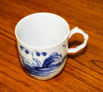 Appraisal: A Longton Hall blue and white coffee cup circa with