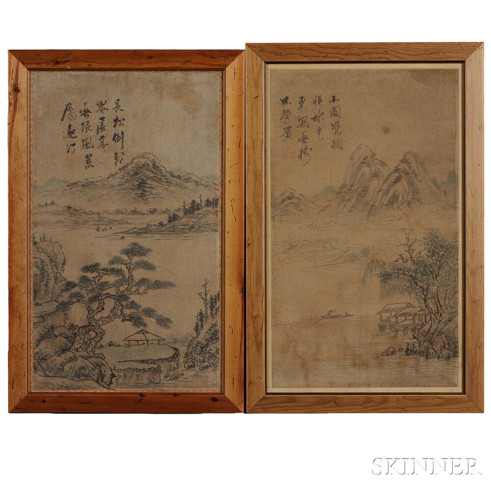 Appraisal: Two Paintings Depicting Landscapes Korea th th century in the