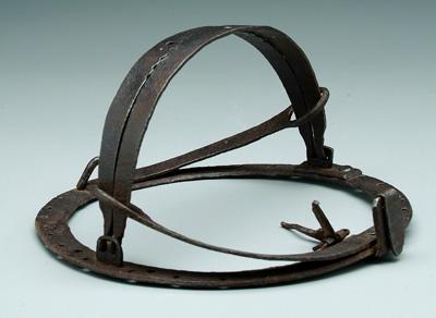 Appraisal: Hand forged steel trap two spring action arched bands with