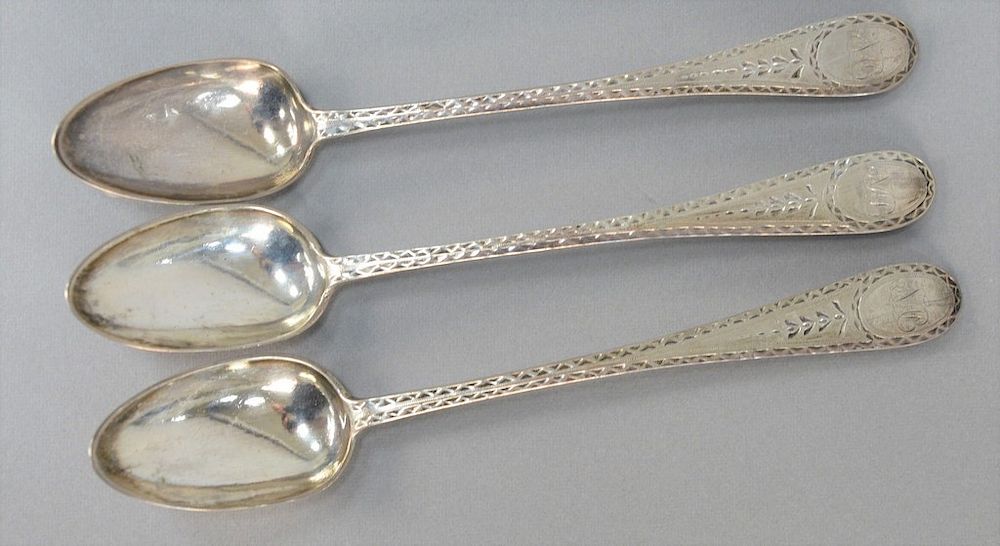 Appraisal: Set of three American silver dessert spoons Joseph Anthony Philadelphia