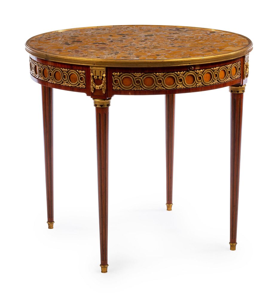 Appraisal: A Louis XVI Style Gilt Bronze Mounted Bouillotte Table A