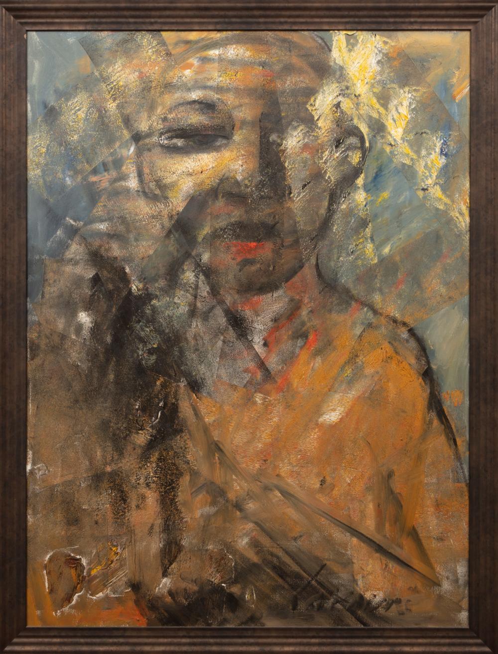 Appraisal: David Harouni Iranian New Orleans b Untitled Face oil on