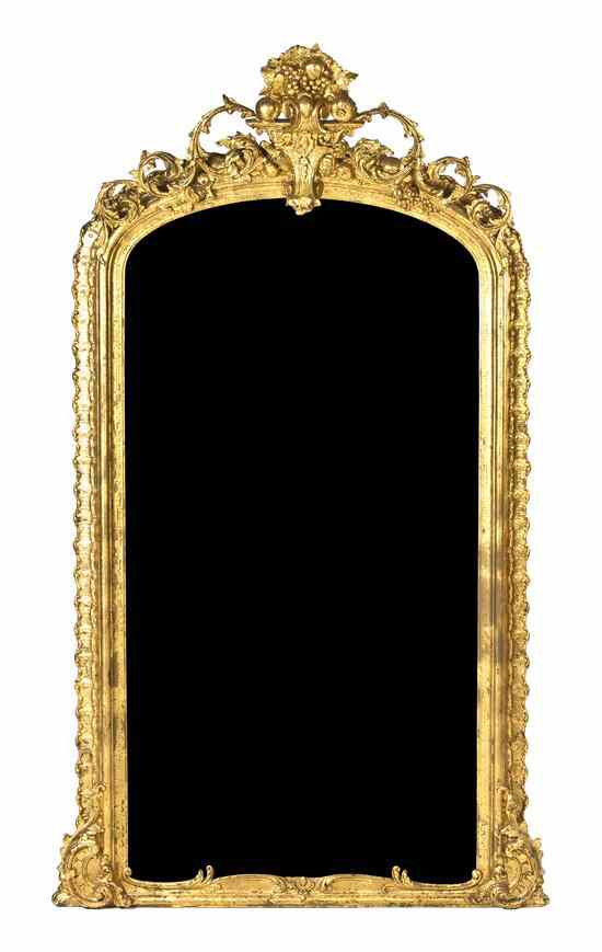 Appraisal: A Victorian Giltwood Pier Mirror having basket of fruit and