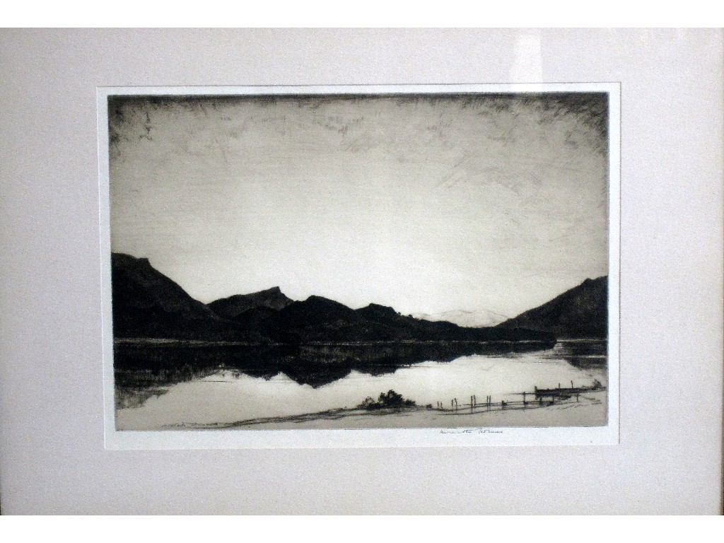 Appraisal: KENNETH HOLMES Drypoint loch scene signed in pencil