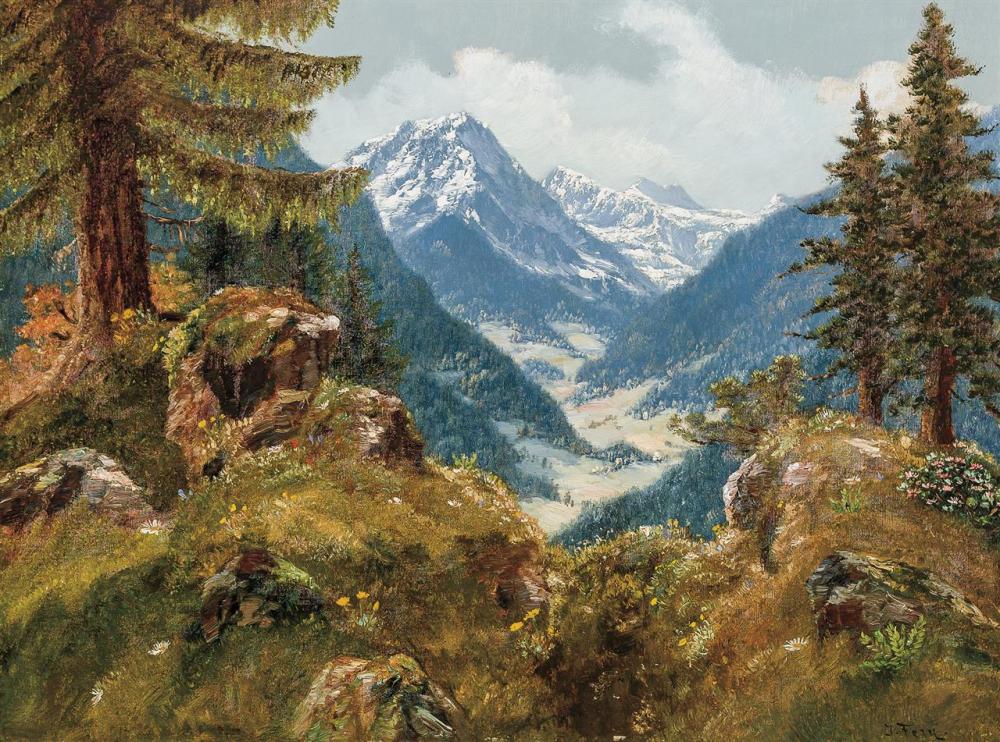 Appraisal: JOHN FERY American Austrian - Mountain Landscape oil on canvas