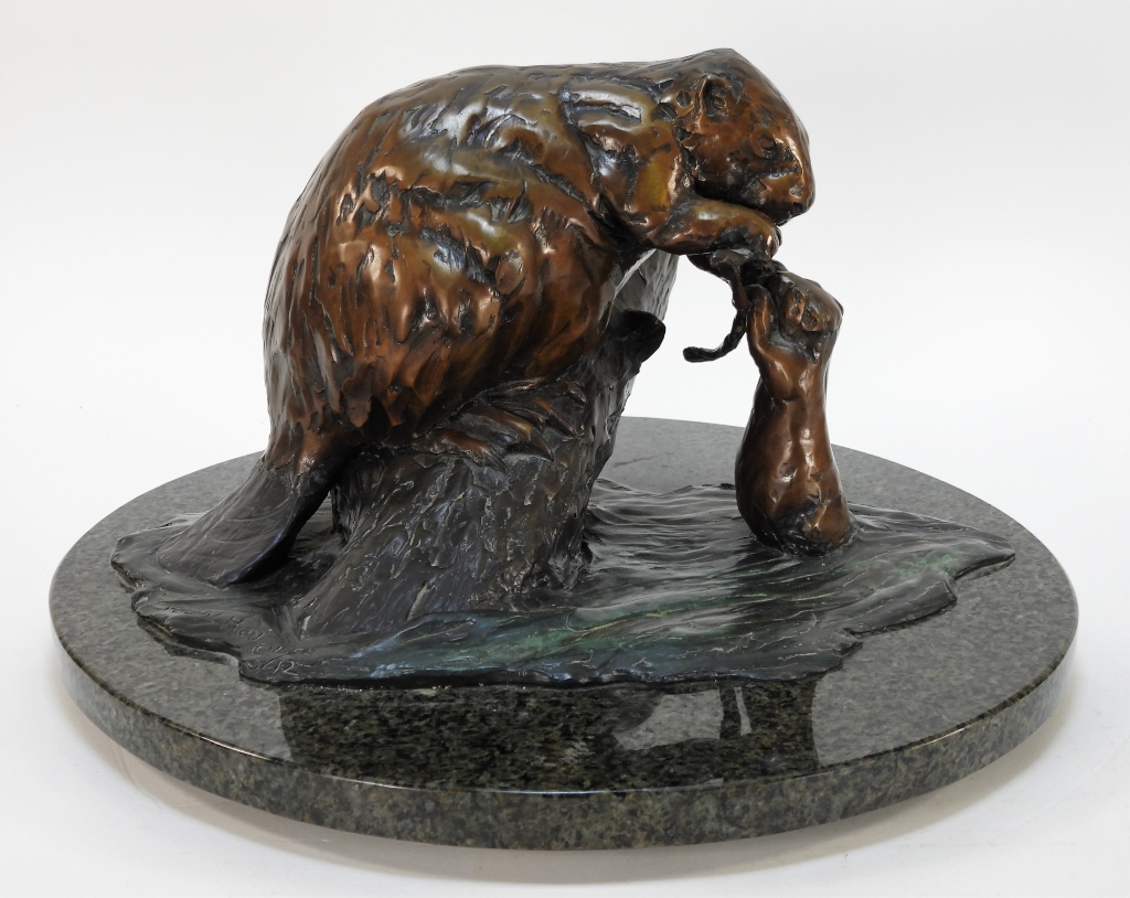 Appraisal: FOREST HART NATURALIST BEAVER BRONZE SCULPTURE United States ContemporaryTitled Beaver