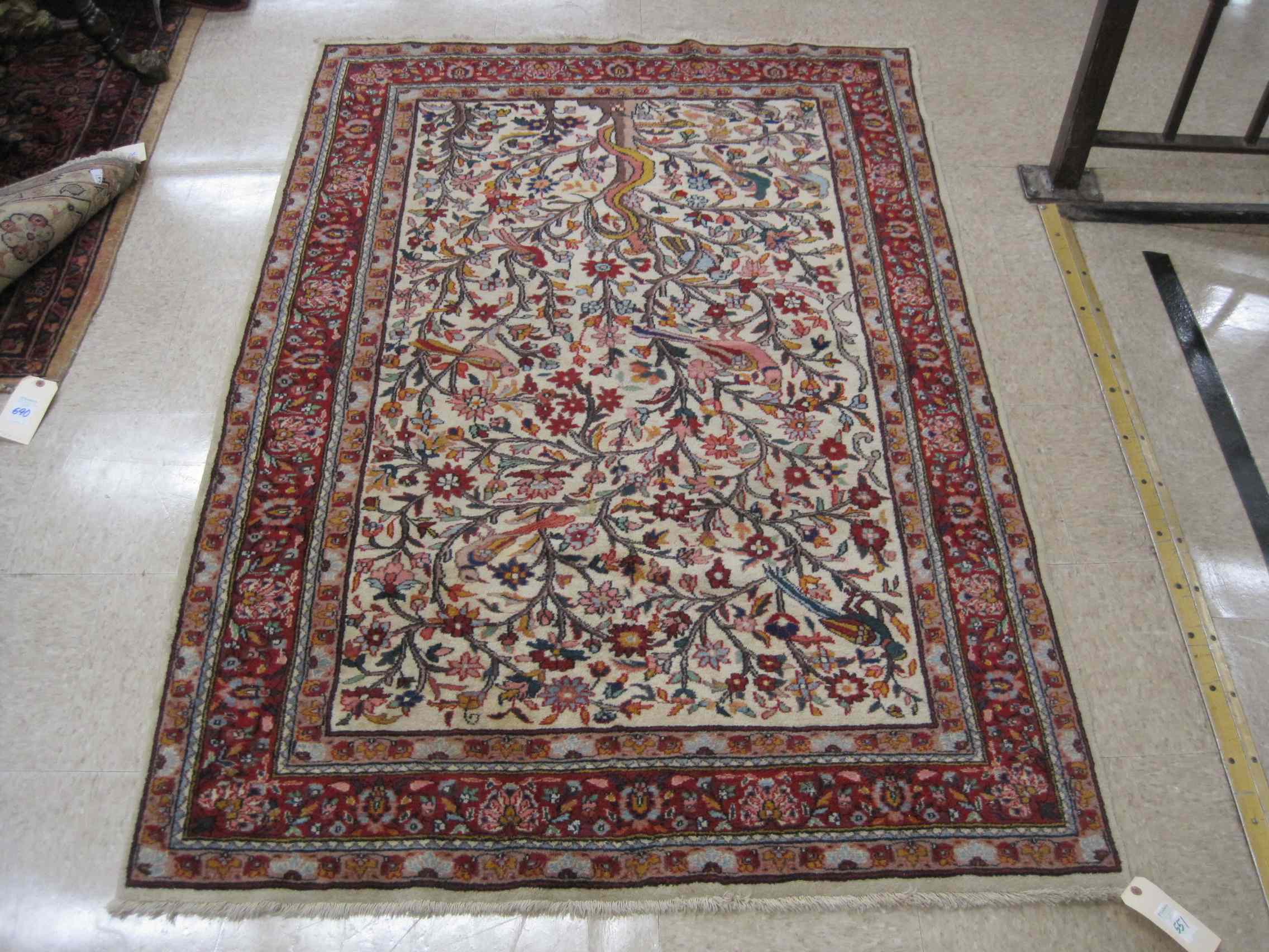 Appraisal: HAND KNOTTED ORIENTAL AREA RUG Indo-Persian tree of life design