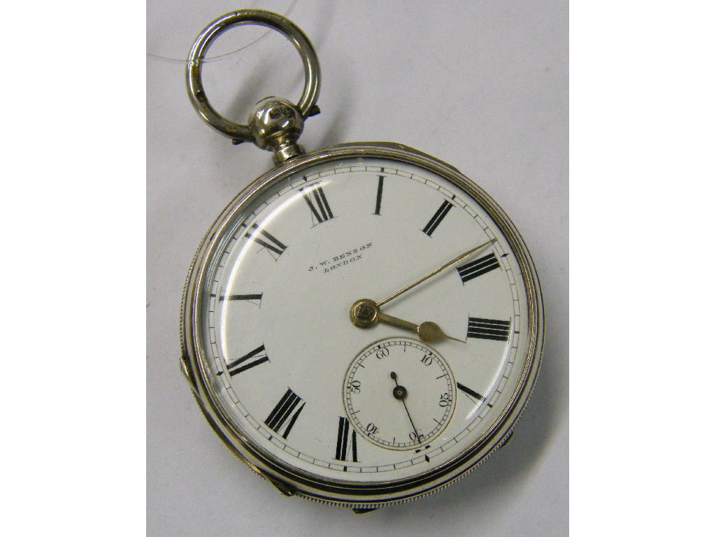 Appraisal: J W Benson English silver fusee lever pocket watch hallmarked