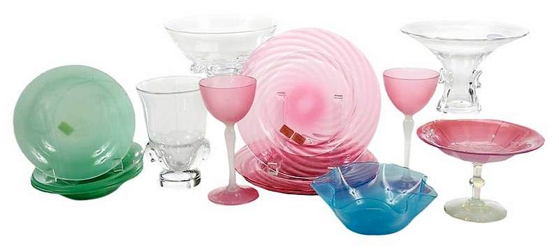 Appraisal: Pieces Assorted Steuben Glass American th century cranberry and clear