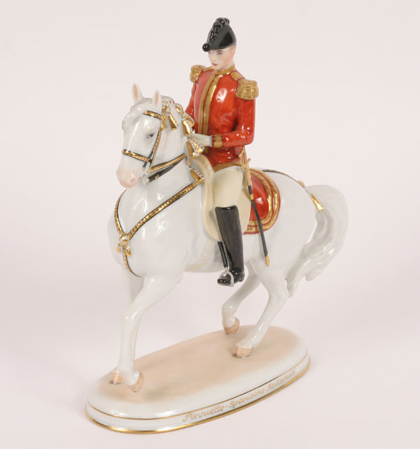 Appraisal: Austrian porcelain Augarten Wien Lippizan stallion hand painted gilt Pirrouette