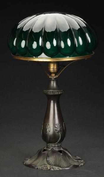 Appraisal: Bronze Electric Lamp Base with Lily Pad Shade Description Circa