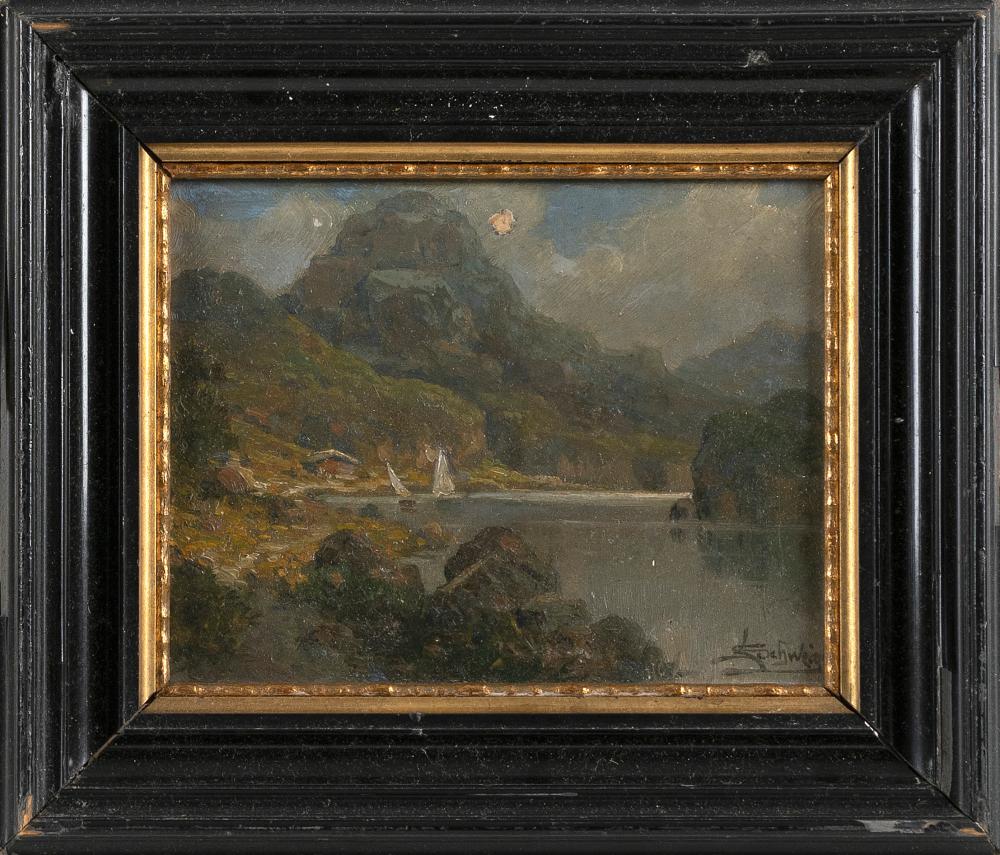 Appraisal: LUDWIG SCHWEIGER AUSTRIA EARLY TH CENTURY MOONLIGHT OVER A MOUNTAIN