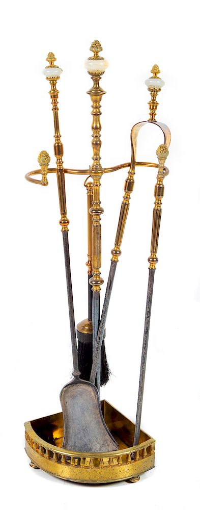 Appraisal: A Set of French Gilt Bronze and Onyx Mounted Fireplace