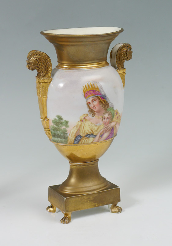 Appraisal: HAND PAINTED ORIENTALIST SEVRES STYLE VASE Gilt decorated with figural