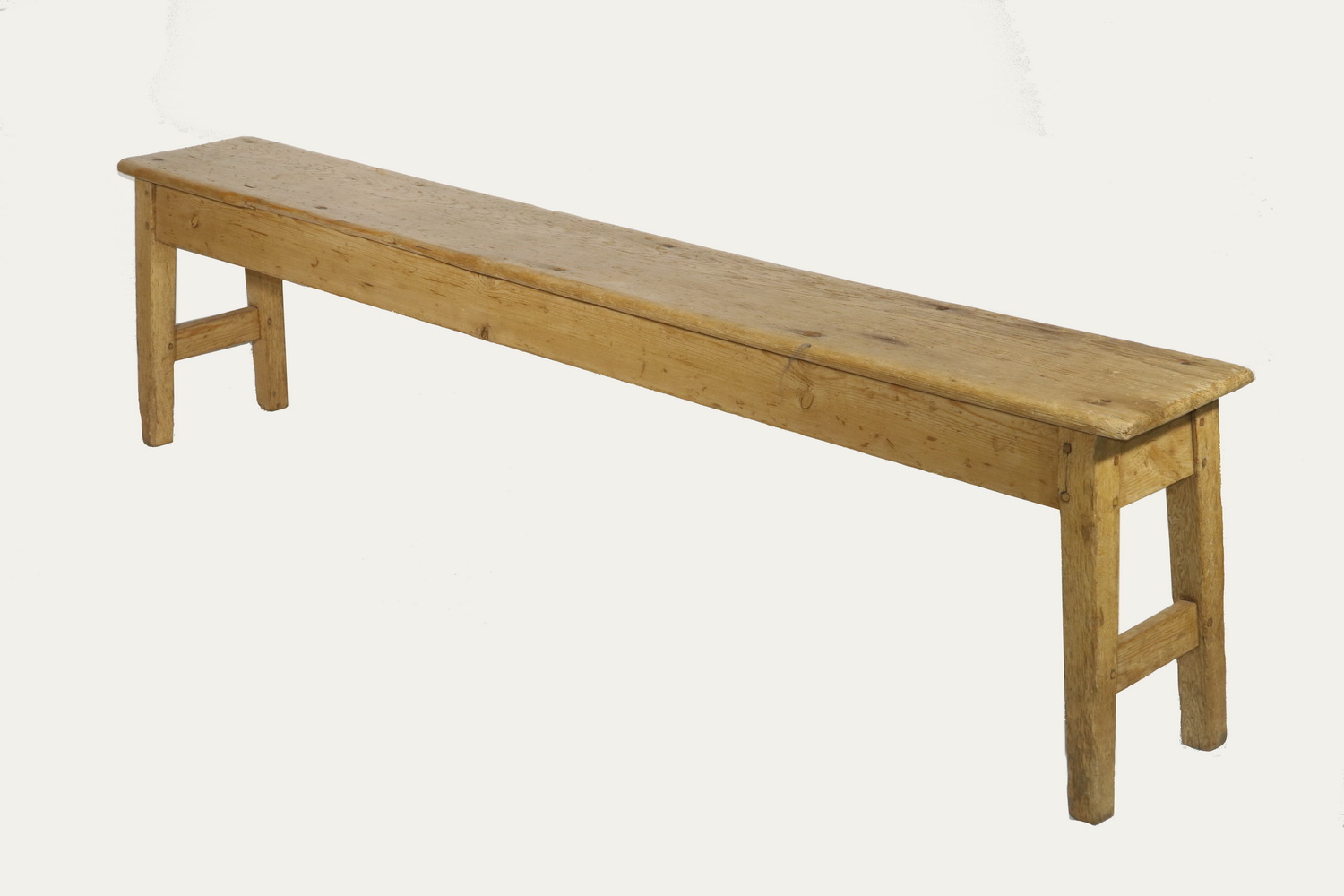 Appraisal: EARLY FRENCH SCRUBBED PINE BENCH Early French scrubbed pine long