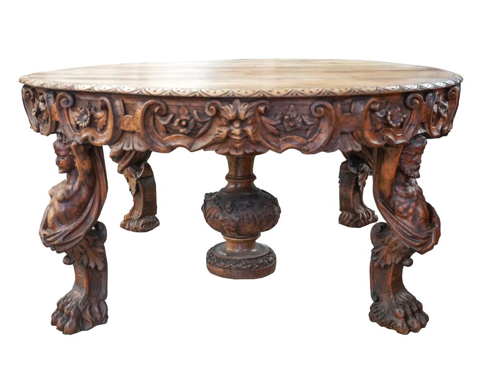 Appraisal: RENAISSANCE-STYLE CARVED WALNUT DINING TABLEProvenance The Estate of David Karpeles