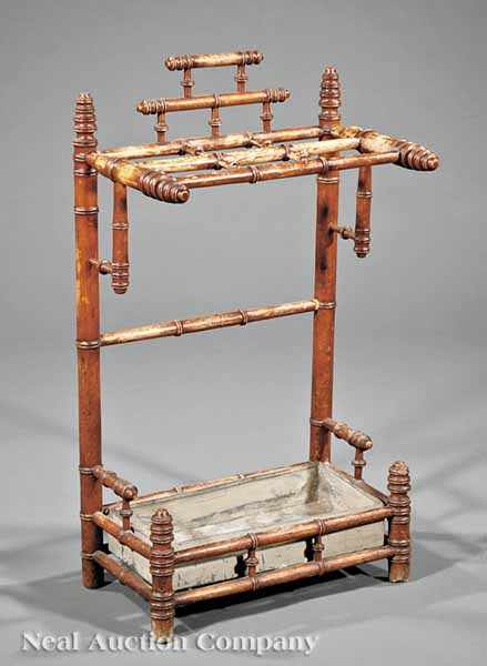 Appraisal: A Maple Faux Bamboo Umbrella Stand late th c height