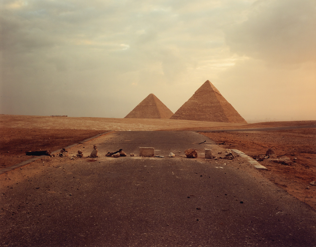 Appraisal: RICHARD MISRACH - Road Blockade and Pyramids Chromogenic print the