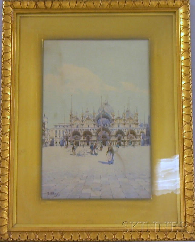 Appraisal: Framed Watercolor on Paper of the Piazza San Marco in