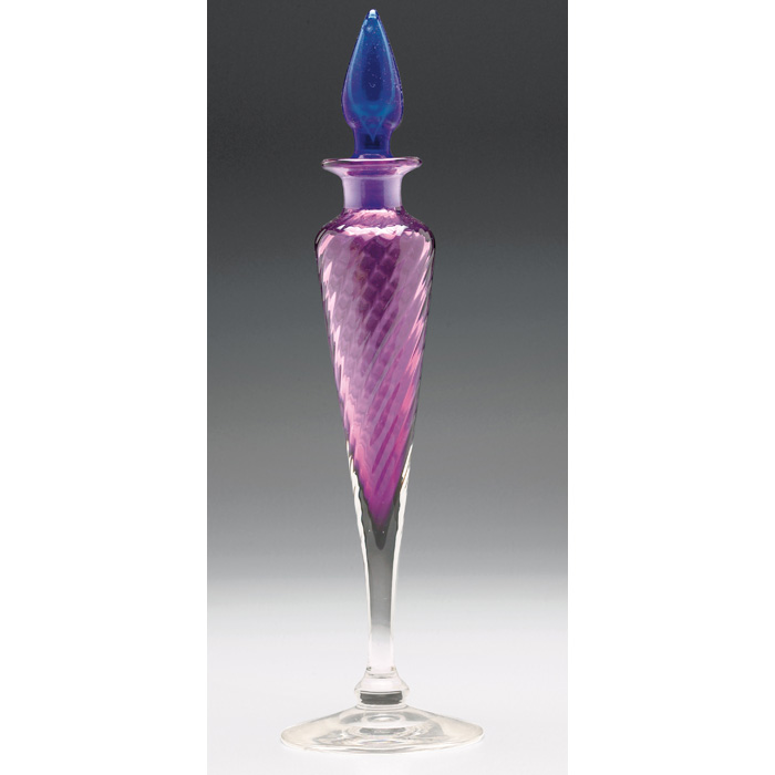 Appraisal: Steuben perfume bottle with stopper tapered form in spiraled amethyst