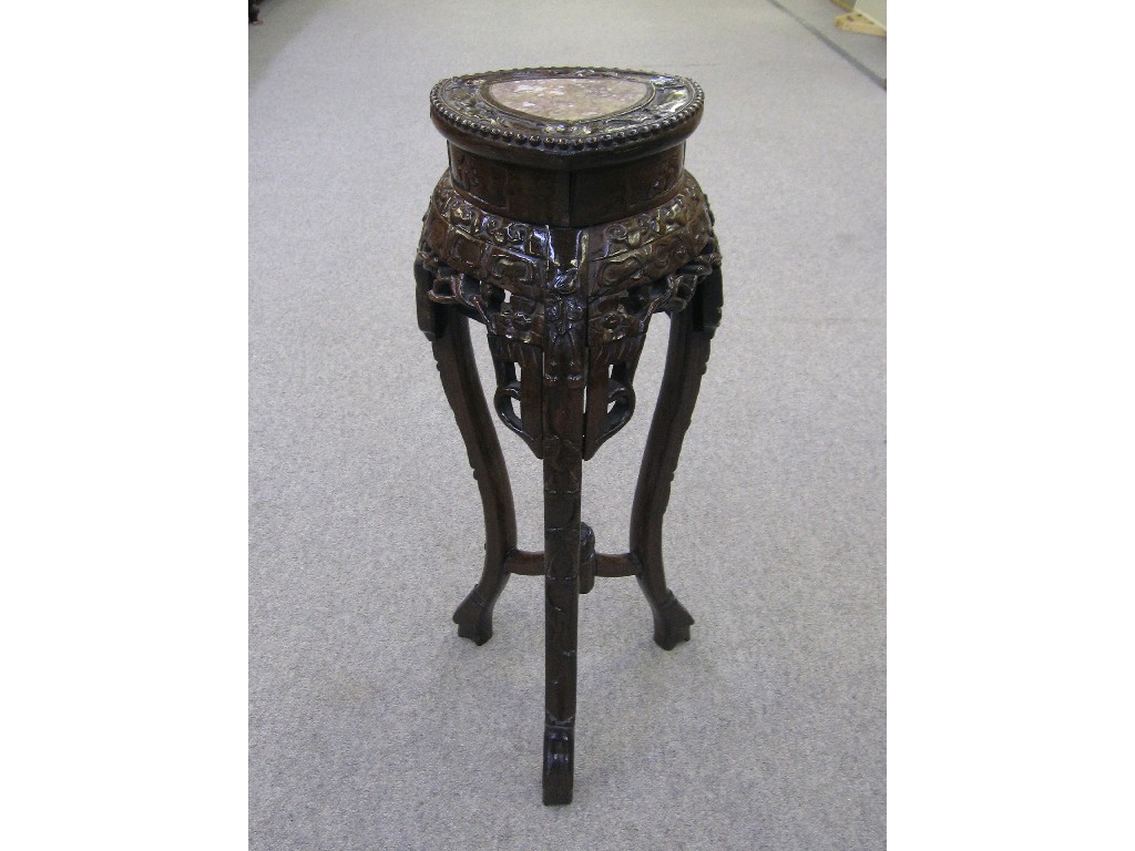 Appraisal: Oriental rosewood plantstand with marble top