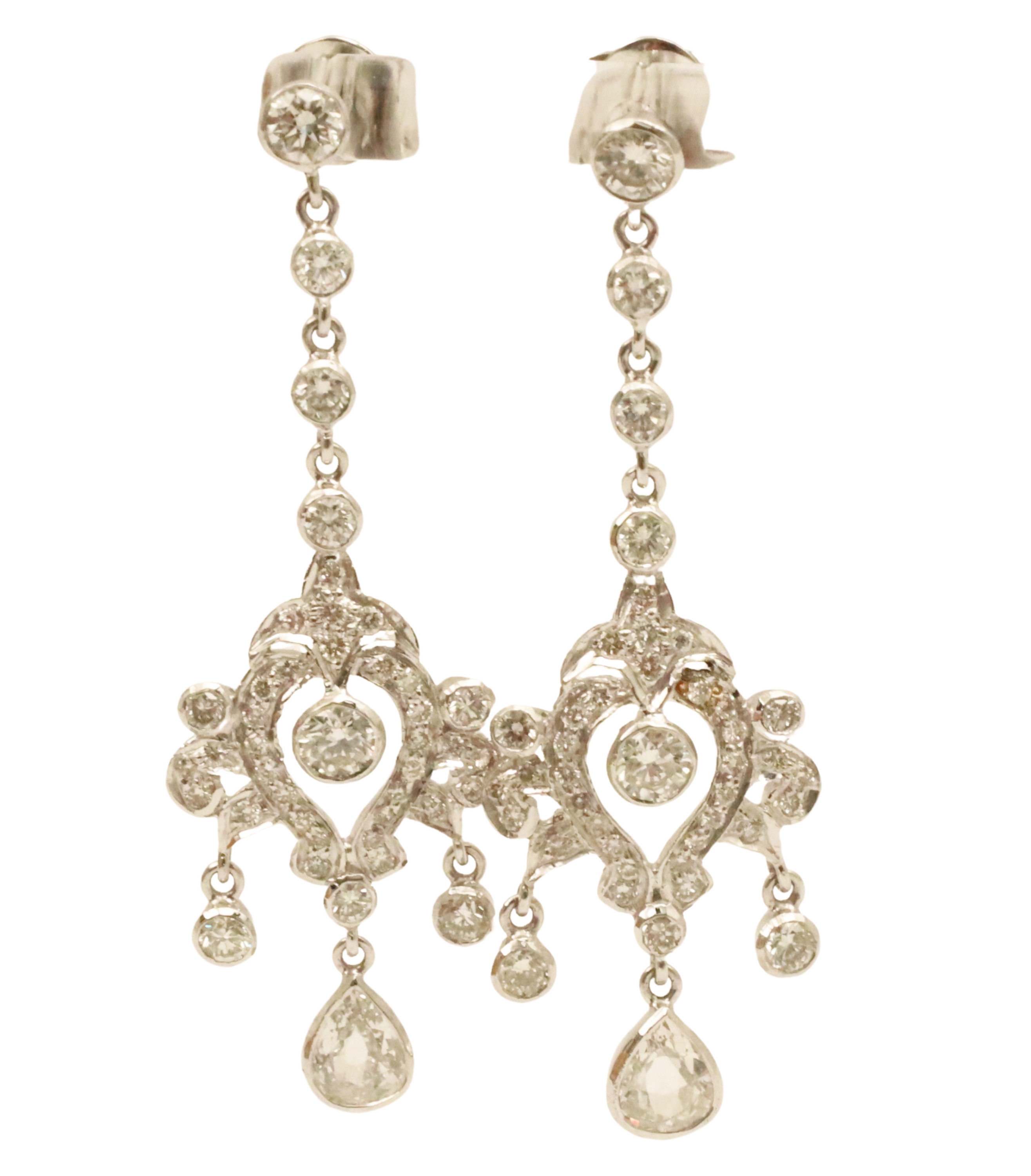 Appraisal: Pair of K white gold diamond drop earrings having ctw