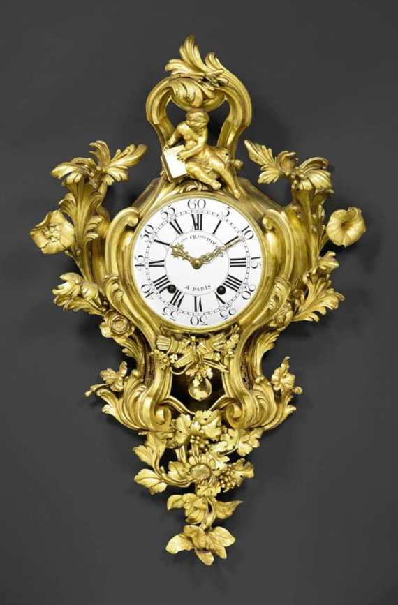 Appraisal: IMPORTANT CARTEL CLOCK A L'ENFANT Louis XV the dial and