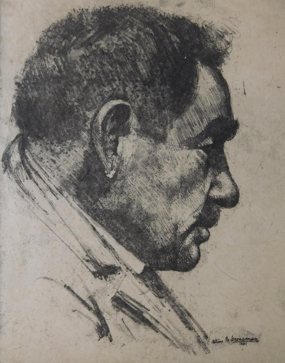 Appraisal: Elias Mandel Grossman American - Self-Portrait Right Profile c etching