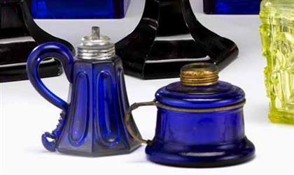 Appraisal: Pressed and blown cobalt sparking lamp boston and sandwich glass