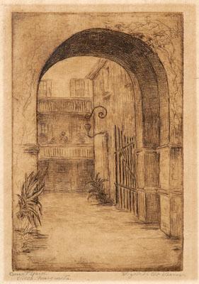 Appraisal: Elizabeth O'Neill Verner etching Charleston South Carolina - Courtyard-Villa Margarita