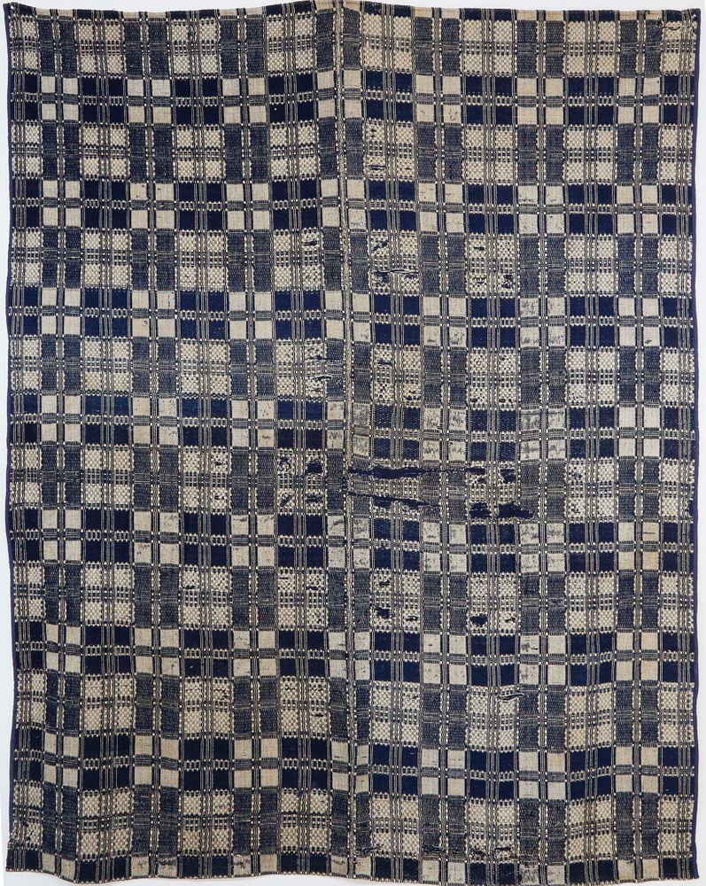 Appraisal: th Century Blue and White Hand Spun Jacquard Coverlet th