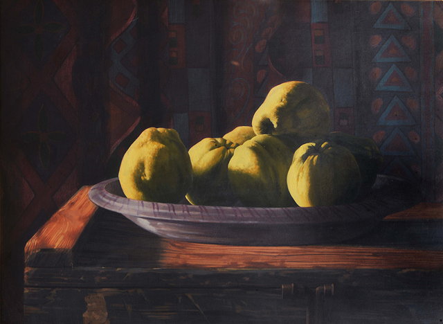 Appraisal: CHRISTOPHER HASKINS - Still life with quinces signed oils on