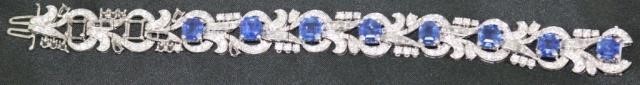 Appraisal: KT WHITE GOLD LADY'S DIAMOND AND SAPPHIREBRACELET LONG SET WITH