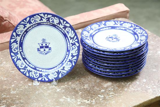 Appraisal: ELEVEN DEDHAM PLATES Blue and white with the rabbit border