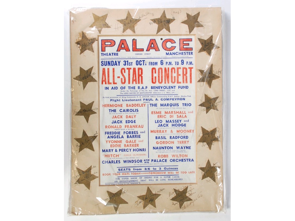 Appraisal: PALACE THEATRE MANCHESTER ADVERTISING PLAQUARD 'R A F BENEVOLENT FUND