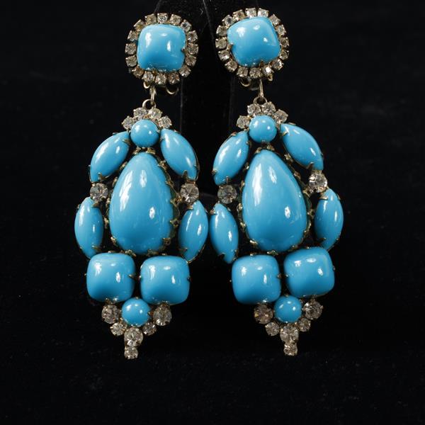 Appraisal: Kenneth Lane KJL Vintage Designer Blue Chandelier Earrings