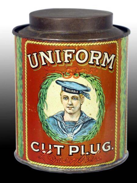 Appraisal: Uniform Cut Plug Tobacco Canister Description Manufactured by the Larus