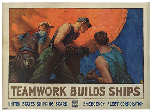 Appraisal: WILLIAM DODGE STEPHENS - TEAMWORK BUILDS SHIPS Circa x inches