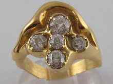 Appraisal: A yellow metal tests carat gold ring set with five