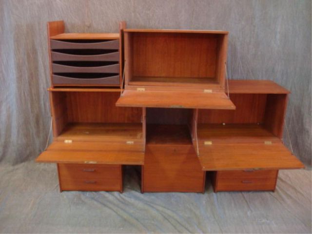 Appraisal: Danish Modern Wall Unit pieces Largest x x high Estimate